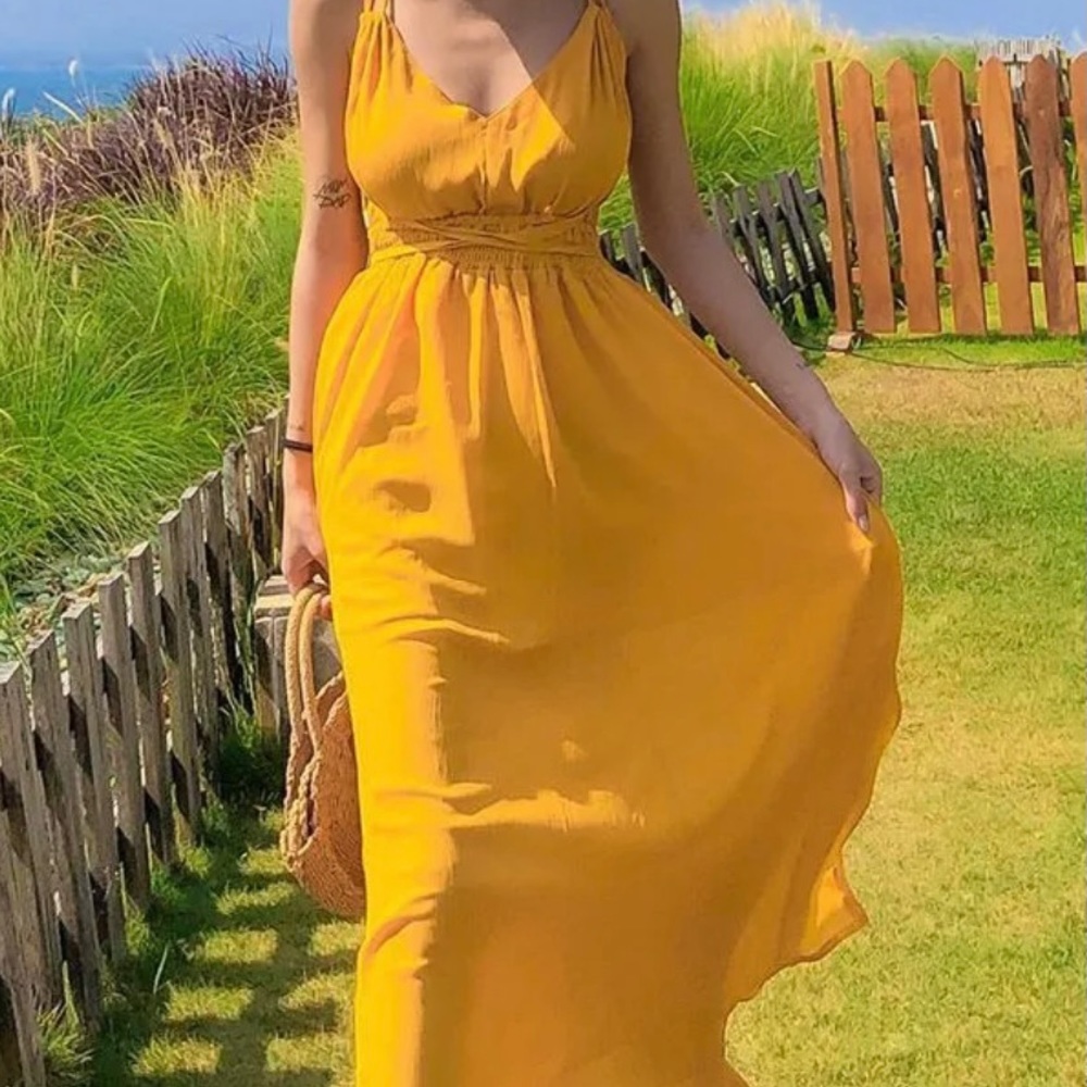 Moanum yellow maxi dress